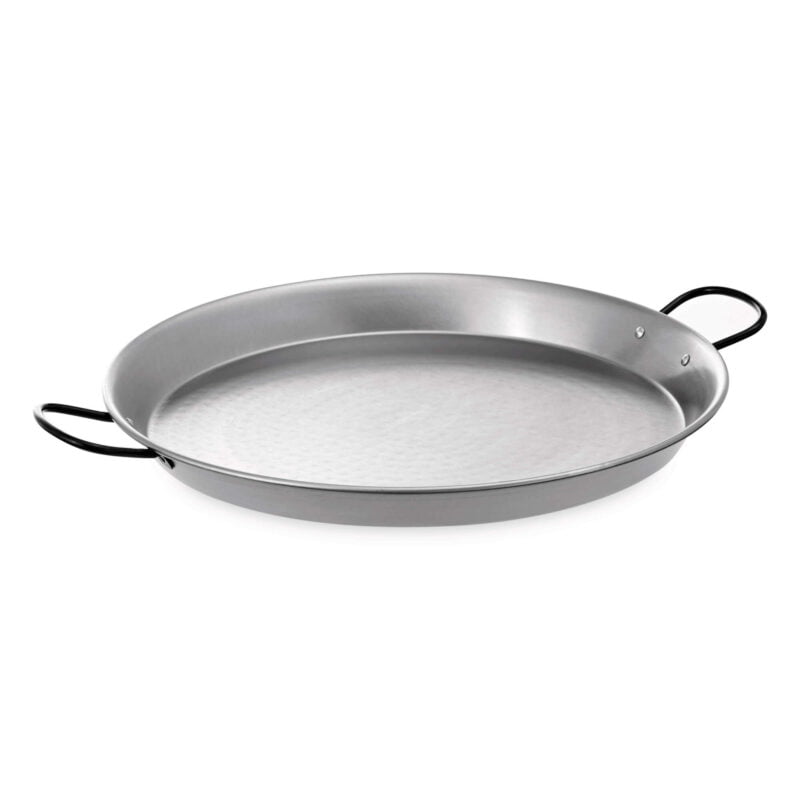 Polished Steel Valencian Paella Pan - Flame fire